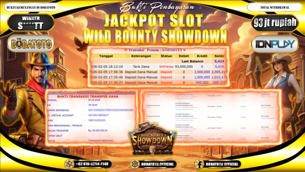 BOBATOTO JACKPOT SLOT WILD BOUNTY SHOWDOWN Rp.93,000,000- LUNAS!!